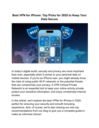 Best VPN for iPhone_ Top Picks for 2025 to Keep Your Data Secure