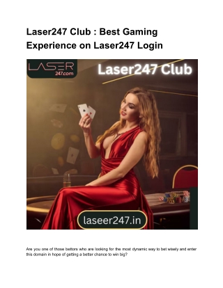 Laser247 Club : Best Gaming Experience on Laser247 Login