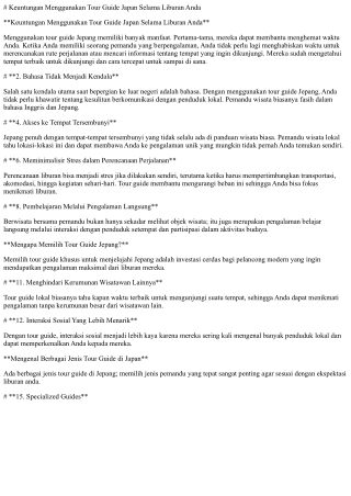 Keuntungan Menggunakan Tour Guide Japan Selama Liburan Anda