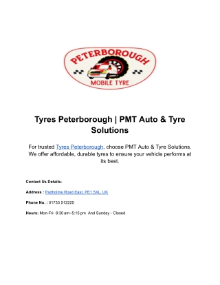 Tyres Peterborough | PMT Auto & Tyre Solutions