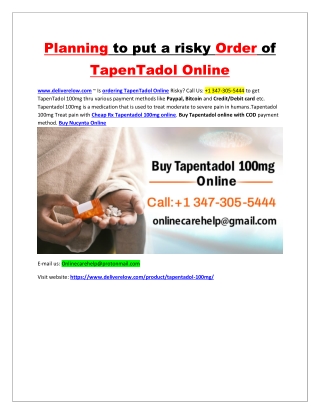 Planning to put a risky Order of TapenTadol Online