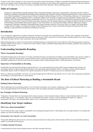 “Building a Sustainable Brand Through Ethical Marketing”