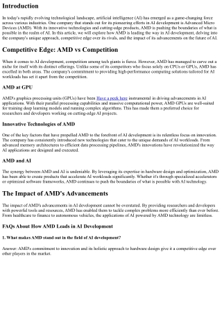 How AMD is Leading the Way in AI Development