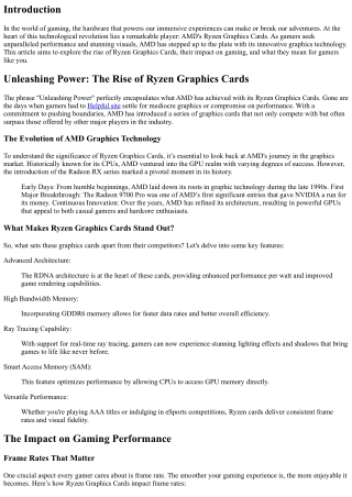 Unleashing Power: The Rise of Ryzen Graphics Cards and What They Mean for Gamers