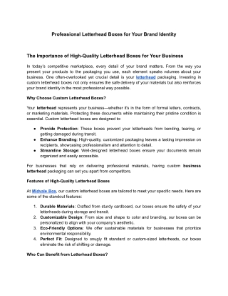 Professional Letterhead Boxes for Your Brand Identity