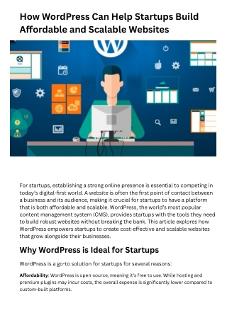 How WordPress Can Help Startups Build Affordable and Scalable Websites