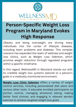 Person-Specific Weight Loss Program in Maryland Evokes High Response