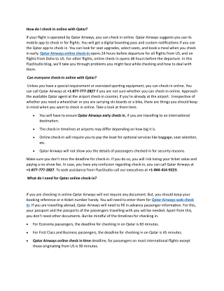 1-844-414-9223 How to check-in on Qatar Airways?