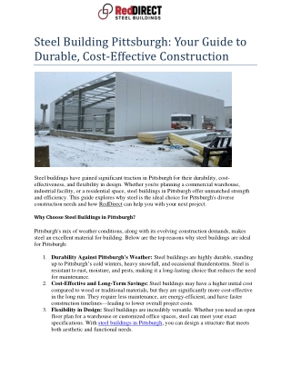Steel Building Pittsburgh  Your Guide to Durable, Cost-Effective Construction