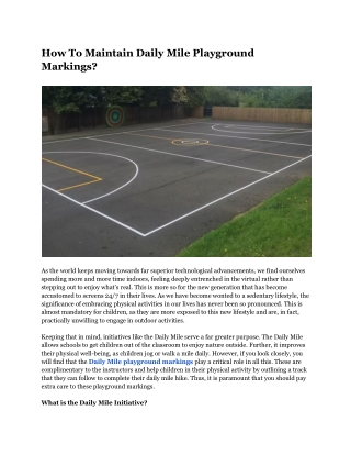 How To Maintain Daily Mile Playground Markings