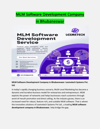 MLM software development company in Bhubaneswar