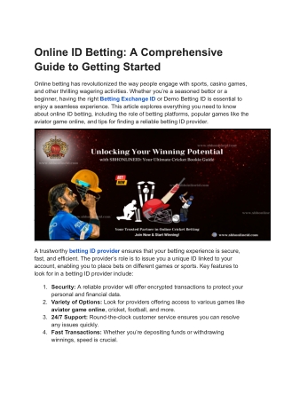 Online ID Betting_ A Comprehensive Guide to Getting Started
