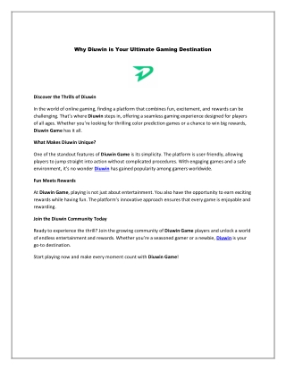 Why Diuwin is Your Ultimate Gaming Destination