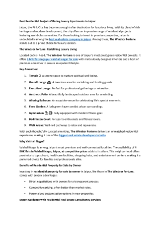 Best Residential Projects Offering Luxury Apartments in Jaipur