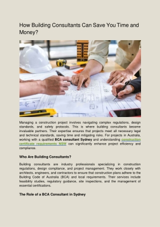 How Building Consultants Can Save You Time and Money?