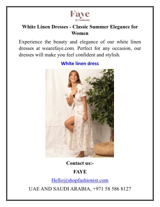 White Linen Dresses - Classic Summer Elegance for Women