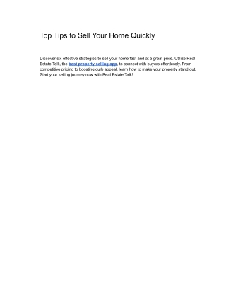 Top Tips to Sell Your Home Quickly