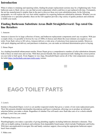Discovering Rest room Replacement Pieces Made Straightforward: Top rated On-line