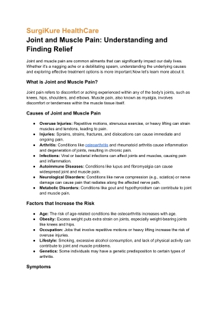 Joint and Muscle Pain and Finding Relief - SurgiKure