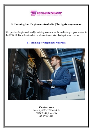 It Training For Beginners Australia  Techgateway.com.au