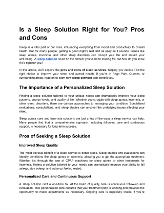 Is a Sleep Solution Right for You