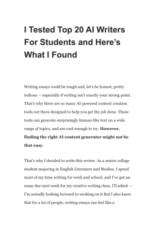 I Tested Top 20 AI Writers For Students and Here’s What I Found