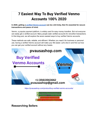 7 Easiest Way To Buy Verified Venmo Accounts 100% 2020