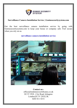 Surveillance Camera Installation Service  Geniussecuritysystem.com