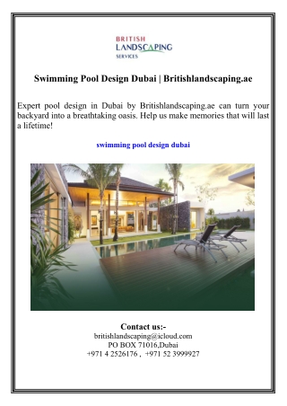 Swimming Pool Design Dubai  Britishlandscaping.ae