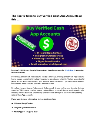 The Top 10 Sites to Buy Verified Cash App Accounts at this