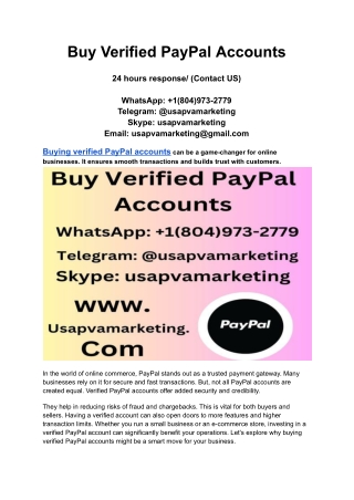 Top 2025 Sites Buy Verified PayPal Accounts USA