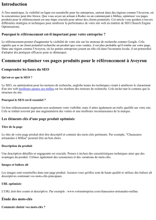 “Comment optimiser vos pages produits pour le référencement à Aveyron”