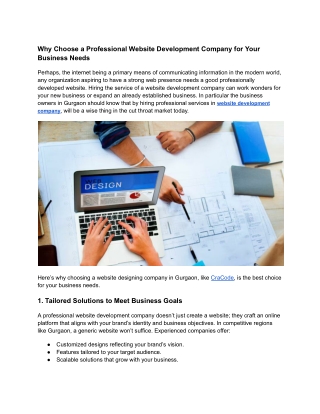 Why Choose a Professional Website Development Company for Your Business Needs