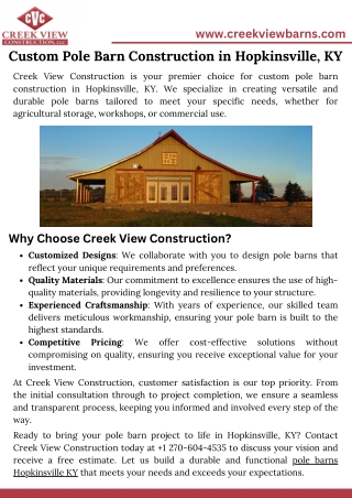 Custom Pole Barn Construction in Hopkinsville, KY