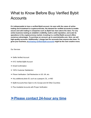 What to Know Before Buy Verified Bybit Accounts