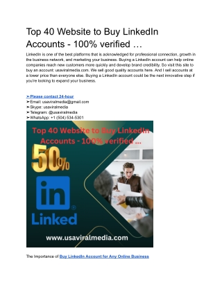 Top 40 Website to Buy LinkedIn Accounts - 100% verified …