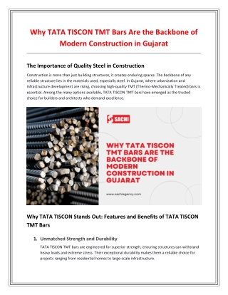 Why TATA TISCON TMT Bars Are the Backbone of Modern Construction in Gujarat