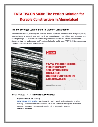 TATA TISCON 500D - The Perfect Solution for Durable Construction in Ahmedabad
