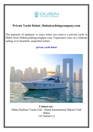 Private Yacht Dubai  Dubaiyachtingcompany.com