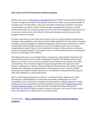 Data science and AI Professional certificate program