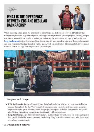 What Is the Difference Between EDC and Regular Backpacks