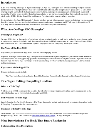 ** The Ultimate Guide to On-Page SEO Strategies: Enhance Your Material for Onlin