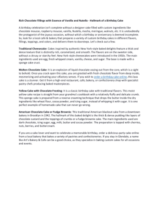 Rich Chocolate Fillings with Essence of Vanilla and Nutella - Hallmark of a Birthday Cake