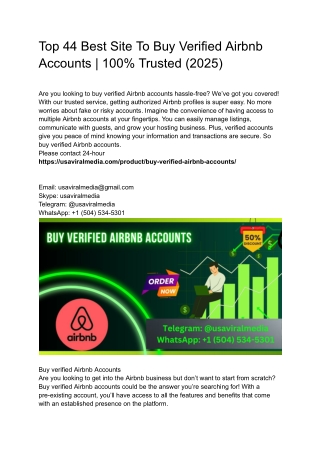 Top 44 Best Site To Buy Verified Airbnb Accounts _ 100% Trusted (2025)