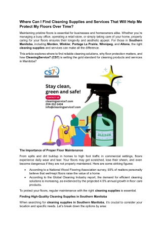 Where Can I Find Cleaning Supplies and Services That Will Help Me Protect My Floors Over Time