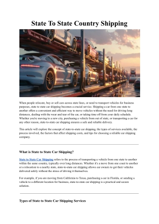 State To State Country Shipping