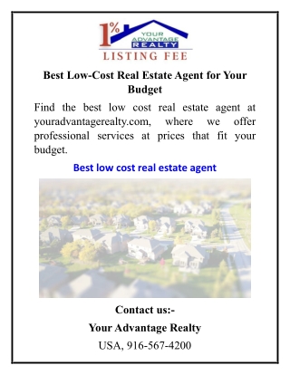 Best Low-Cost Real Estate Agent for Your Budget