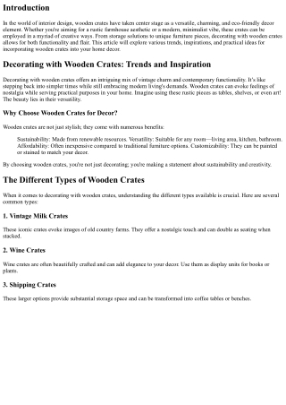 Decorating with Wooden Crates: Trends and Inspiration