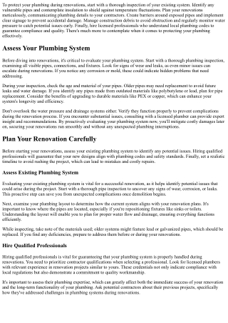 How to Protect Your Plumbing During Renovations