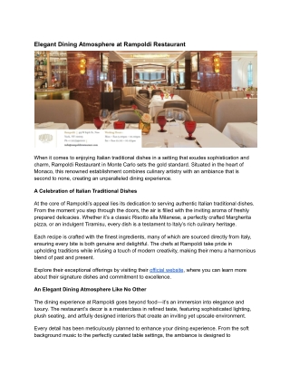 Elegant Dining Atmosphere at Rampoldi Restaurant